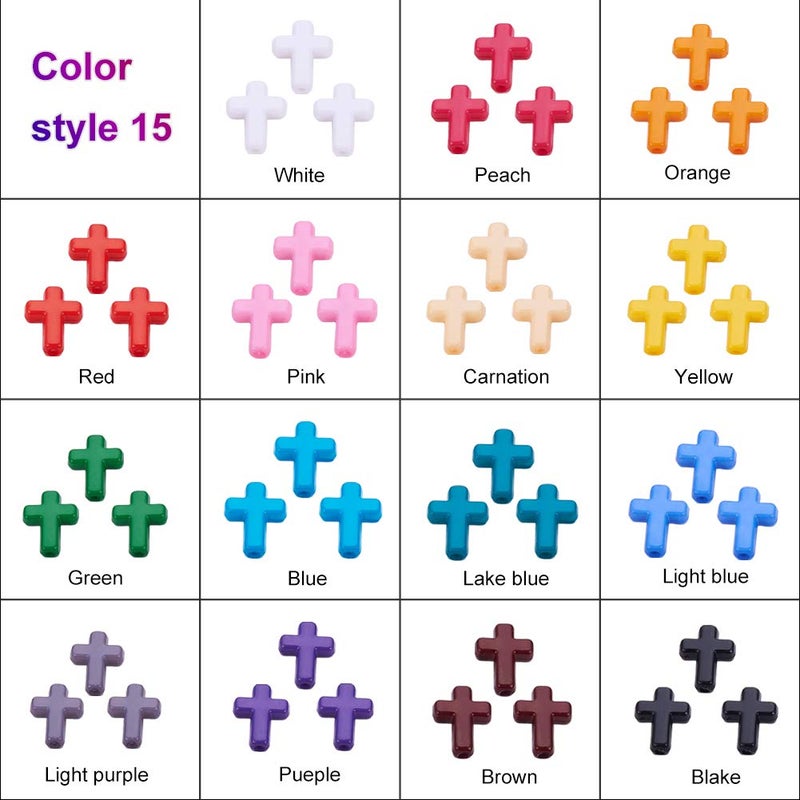 PH PandaHall 300pcs Acrylic Cross Beads 15 Color Colorful Cross Charm Easter Beads Loose Beads for Easter Eid Mubarak Ramadan Decoration Necklace Earring Bracelet Jewelry Making - Image 5